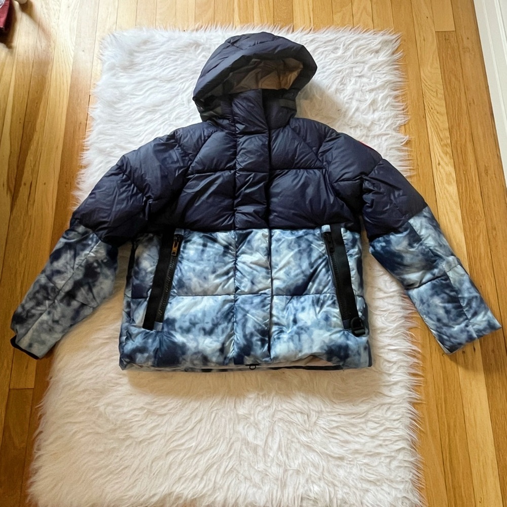 Women’s Junction Parka Navy & Tie-Dye Puffer Jacket - Hooded Coat